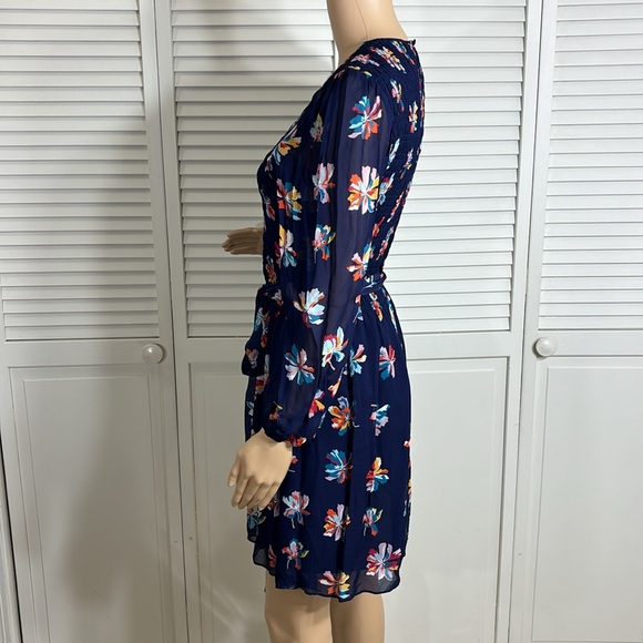 Shoshanna Smocked Floral Short Dress with Long Sleeves Size 8 - Picture 14 of 16
